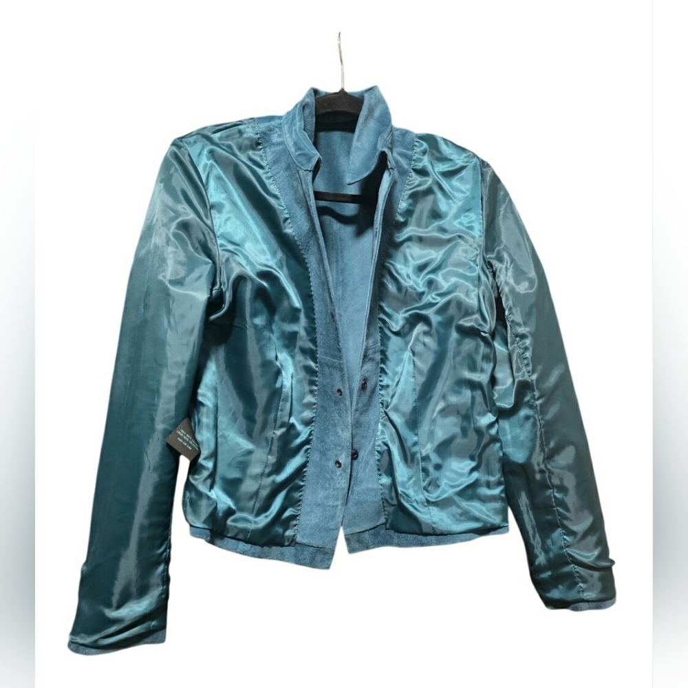 SienastudioTeal Suede Leather Women's Jacket Size 6 - Picture 7 of 11
